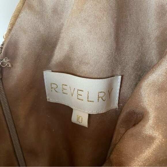 Revelry Gwen Sequin Flutter Sleeve Gown in Mocha 10 - Picture 10 of 12